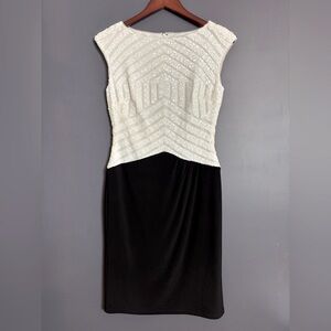 Ralph Lauren Womens Dress Black White Sequin Colorblock Stretch Sheath size 4